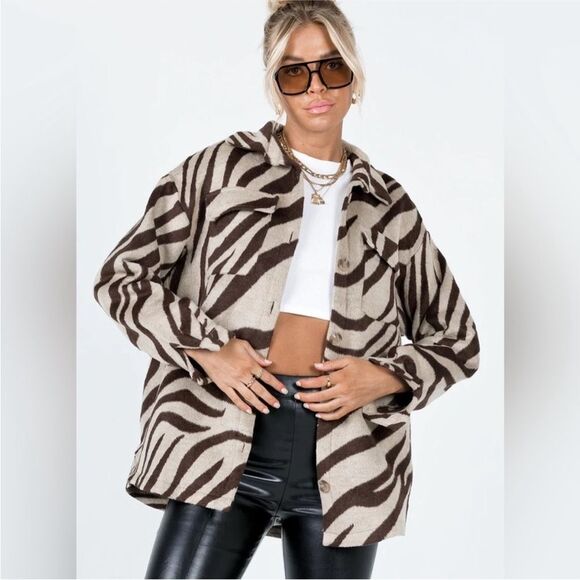 Princess Polly Yasmin Zebra Shacket Animal Print Jacket Size XS/S - Picture 2 of 15
